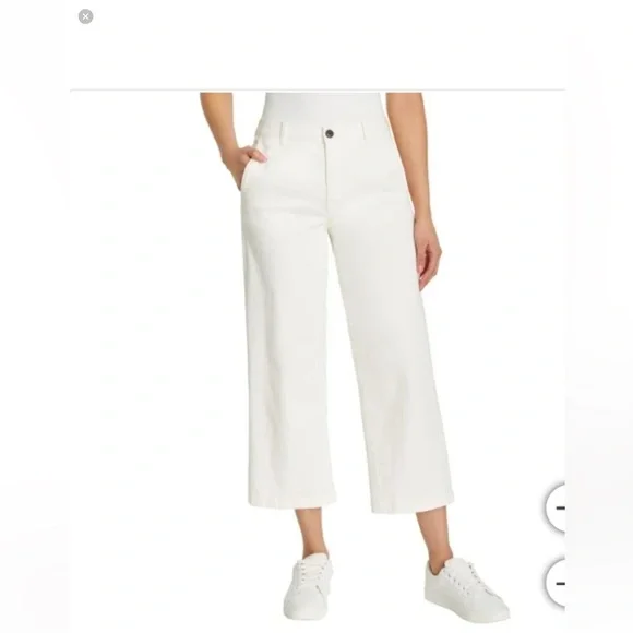 Ella Moss Women’s Wide Leg Crop Pants Cream Size 8 - Picture 1 of 12
